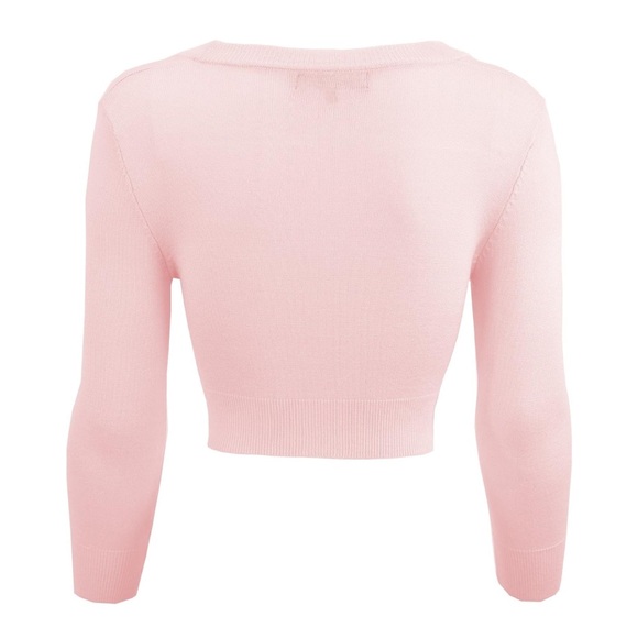 Baby Pink Cropped Bolero Knit Cardigan Sweater - Size 3x - Picture 4 of 9